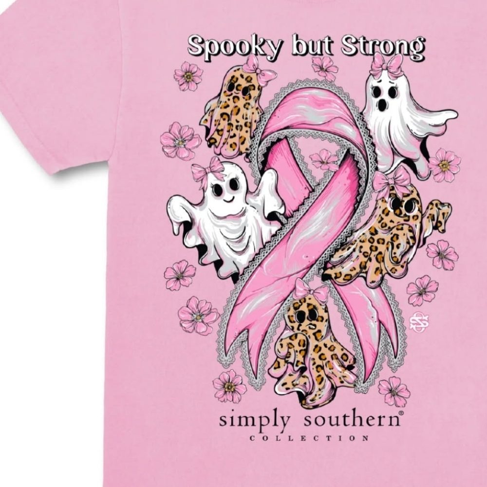 🩷Breast Cancer Awareness Simply Southern Spooky But Strong T-shirt, NWT